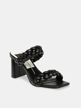 Dolce Vita Black Braided Double-Strap Block Heels